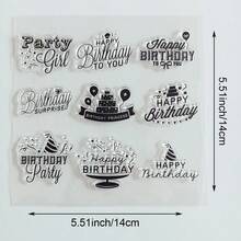 Birthday Party Clear Silicone Stamps Set, Happy Birthday Cake Balloon Gift Animal Transparent Rubber Stamps For DIY Scrapbooking, Card Making, Journaling, Photo Album Decor, Handmade Greeting Card Craft Supplies - Birthday - View 7