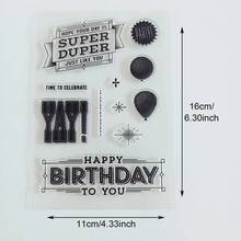 Birthday Party Clear Silicone Stamps Set, Happy Birthday Cake Balloon Gift Animal Transparent Rubber Stamps For DIY Scrapbooking, Card Making, Journaling, Photo Album Decor, Handmade Greeting Card Craft Supplies - Birthday - View 22