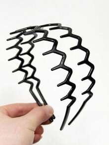 2 Stück wellige rutschfeste Haarreifen, schwarze neutrale Metall-Haarreifen für Paar, modische lässige Sport-Haaraccessoires für Alltag & Workout - Schwarz - Übersicht 11