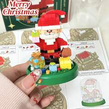 2 Styles Christmas Micro Particle Building Blocks DIY Assembly Ornament With Base And Transparent Dust-Proof Acrylic Cover, ABS Resin Educational Stress Relief Handmade Model, Desktop Entryway Atmosphere Decor, Halloween Christmas Birthday Party Gift Toy For Boys And Girls - Multicolor - View 9