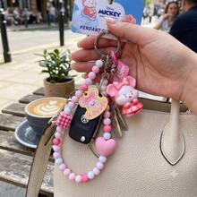 Official Licensed Series Pearlescent Beaded Keychain, Cute Cartoon Character Bag Charm For Backpacks, Handbags & Keys, Fashion Collectible Gift Accessory, Ages 14+ - Pink - View 2