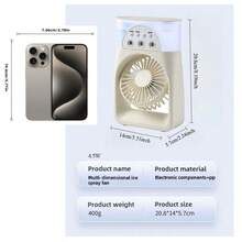 RAF Ventilador portátil ajustable de 3 velocidades con función de rociado de niebla, mini enfriador de aire acondicionado USB pequeño con boquilla de niebla ajustable, rotación de 360°, luz de ambiente de 7 colores, flujo de aire ultra silencioso. Tanque de agua grande de 250 ml - Multicolor 2 - Ver 12