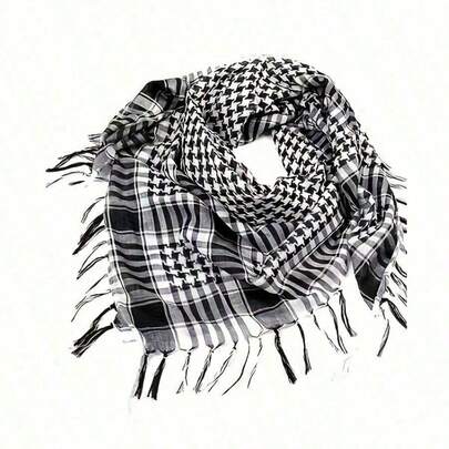 1pc Printed Alfat Arabic Style Headscarf, Rice Grain Knot Design, Dubai Style Desert Headscarf Scarf