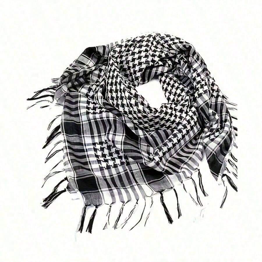 1pc Printed Alfat Arabic Style Headscarf, Rice Grain Knot Design, Dubai Style Desert Headscarf Scarf - Multicolor - View 1