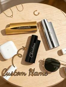 1 Peça Capa de Isqueiro Personalizada com Gravação a Laser do Nome, Gravação Personalizada, Presente para Pai, Namorado, Amante de Charutos, Presente de Aniversário, Adequado para Isqueiro BIC Mini J6, Decoração Doméstica Decorativa, Capa de Isqueiro Personalizada - Prata - Visão 9