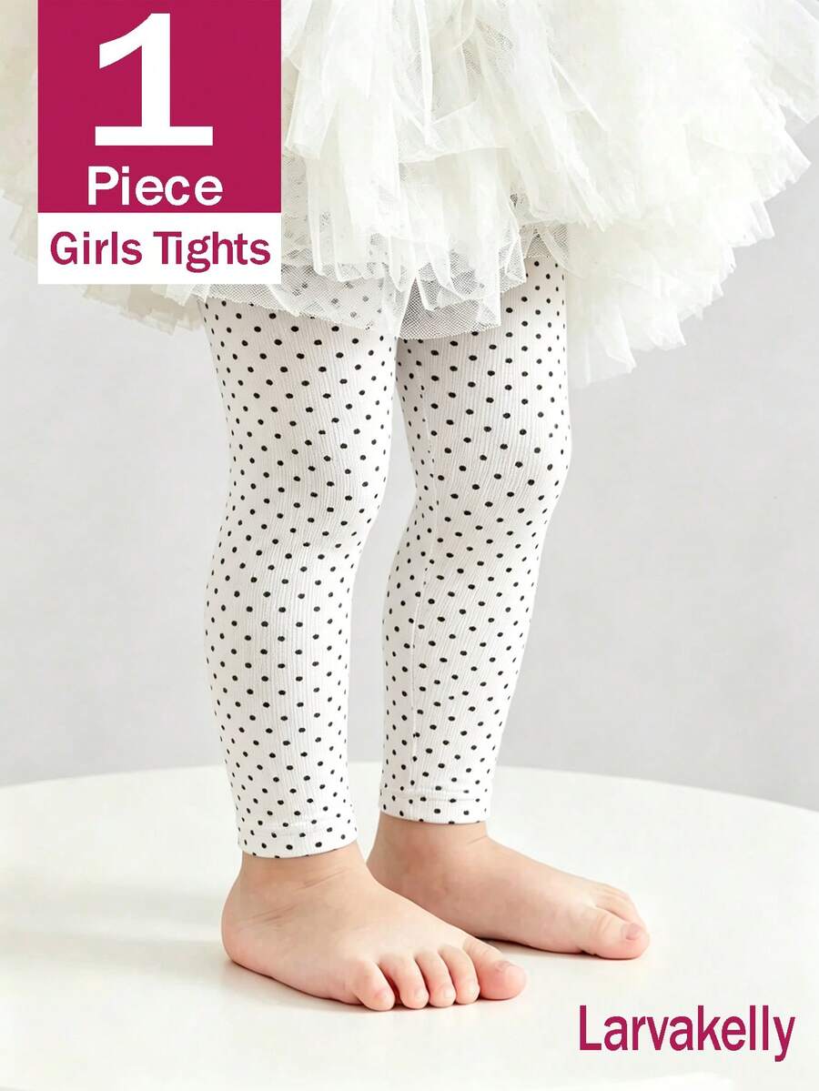 3/1 pieza Mallas ajustadas dulces y lindas para bebé niña, con patrón de pequeños lunares, estilo vintage dulce, adecuadas para primavera, otoño y todas las estaciones, uso diario - Multicolor - Ver 1