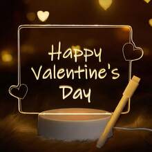 1pc Creative Glowing Heart Pattern Night Light With Erasable Pen, Mother's Day Father's Day Valentine's Day Gift, Home Decor Night Light, Tabletop Decorative Lamp, Valentine's Day Scene Decoration - Warm white light - View 1