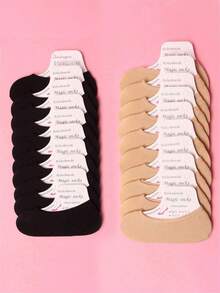 1/5/10/20 pares de calcetines invisibles tipo barco para mujer con silicona antideslizante, calcetines cortos de terciopelo ultra finos de corte bajo para primavera, verano y otoño, adecuados para zapatos y mocasines - Multicolor - Ver 2
