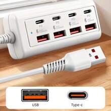 1pc 25W Fast Charging Wall Charger Station 8-Port USB Hub (4 USB-A + 4 Type-C PD Ports) - Can Simultaneously Charge Tablets/Laptops/Smart Devices - 8-Port USB Fast Charging Hub (4 USB-A + 4 PD Ports) - 25W Power Delivery, Compact USB Power Expansion Dock For MacBook, PC, Tablets, Smartphones - Compatible With USB-C Devices, Durable White Design, Suitable For Home/Office Use, Multi-USB Hub, Device Charging Station - View 8