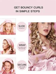 1pc / 2pcs / 3pcs Women's 4-In-1 Heatless Curling Set, Soft Satin Overnight Curlers With Bendable Sleep Curling Headband, No-Heat Big Wave Styling Tool, Suitable For Home, Travel, Back To School, All Seasons, Holiday Gift - Multicolor - View 5