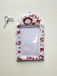 1 pieza Portatarjetas de PVC 2D, diseño de patrón de manzana & fresa, adecuado para estudiantes para almacenar tarjetas de comida, visualización de doble cara - Multicolor - Ver 14