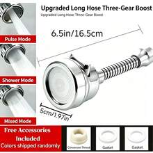 360° Unrestricted Rotating Pressurized Faucet Extender, ABS Plastic Material, Upgraded 3-Mode Faucet Extension, Pressurized Anti-Splash Water-Saving Aerator, Suitable For Kitchen Bathroom Shower Tap Water Filter, Universal For Long And Short Faucets, Convenient To Use - Upgraded Boost - 3 Modes - View 8