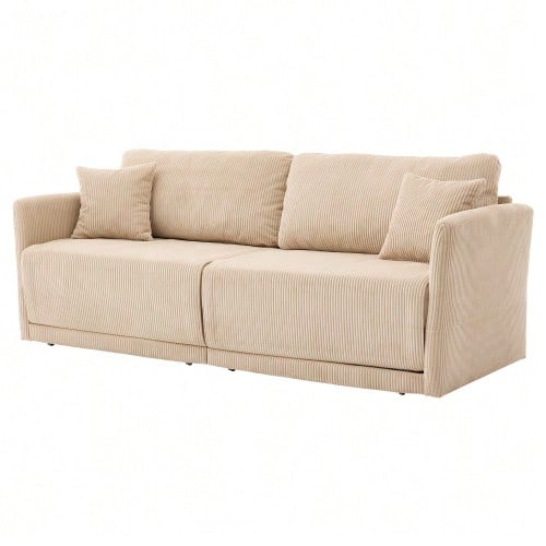 Modern Minimalist Fabric Sofa With Multifunctional Conversion: Comfortable Sofa Bed For Living Rooms, Offices And Studios, Foldable Double Sofa Bed For Small Apartments. - 米色 - 查看 1
