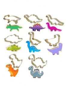 1 Set 430 Stainless Steel 8pcs Mini Dinosaur Series Cookie Cutters, Suitable For Baking, Candy Making And Cake Decorating, Stainless Steel Pastry Cutter Set, Baking Molds, Cookie Cutters, Baking Tools, Kitchen Accessories - Silver - View 8