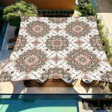 1pc Mandala Geometric Print Square Sun Shade Sail, Suitable For Yard, Pool, Villa Courtyard, Outdoor Leisure Area, Outdoor Sun Shade Sail, Beach Umbrella, Outdoor Sun Shade Cloth, Beach Canopy, Beach Tent, Patio Sun Shade, Outdoor Gazebo, Gazebo - Bohemia C - View 33