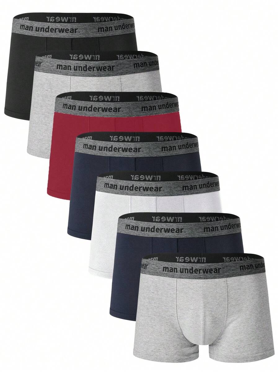 7pcs Cotton Panties Men's Boxer Shorts Sweat Absorbent Breathable Briefs Business Casual Briefs - Multicolor - View 1