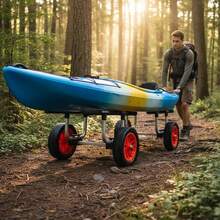 [Free Shipping] Wide Adjustable Canoe Carrier 12inch For Beach Sand Grass, Flatfree Wheels Boat Dolly Heavy Duty Kayak Trolley Adjustable Width Design Solid Tires Transport Tool-XY918670 - Multicolor - View 2