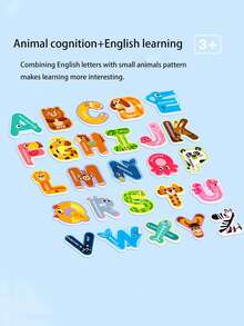 動物圖案字母磁鐵貼紙玩具，彩色 ABC 磁性 26 個字母教育玩具套組，適合學齡前兒童學習拼字，冰箱磁鐵玩具，兒童磁性玩具，兒童 ABC 磁性字母 - 彩色 - 查看 8