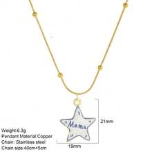 1pc Stainless Steel Chain Star Pendant Necklace LOVE Letter Oil Drop Exquisite Pendant Necklace Women's Fashion Jewelry Versatile Accessory - Multicolor - View 13