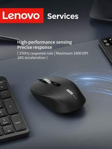 Lenovo 2.4G Wireless Silent Mouse 1600DPI USB Office Mouse Ergonomis Ringan Portabel untuk Laptop, Kantor, dan Belajar - View 8
