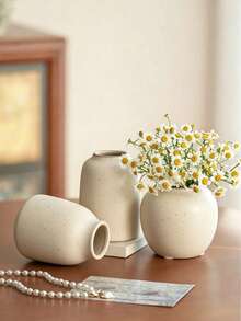 Mottled Textured Vase, Minimalist Neutral Sandstone Pattern Vase, Modern Rustic Style Decorative Vase, Suitable For Living Room Coffee Table, Home Decor - Multicolor - View 1