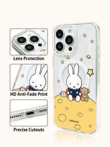 Miniso Miffy 透明膠帶無線磁吸充電手機殼 iPhone 18 Duo 18 Pro 18 Pro Max，節日禮物手機殼，防滑、防摔、防指紋，適用 Android 系列 Galaxy S22 S23 S24 S25 S26，Apple 17 17 Air 17 Pro 17 Pro Max 11 12 13 14 15 16 Pro 16 Pro Max 14 Plus 15 Plus 16 Plus 16 Pro 16 Promox XR - 無色 - 查看 3