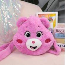 Care Bears 27cm 熊頭毛絨斜挎包,可愛3D卡通毛茸茸單肩手提包,柔軟填充動物包,女童適用,創意設計 - 彩色 - 查看 6