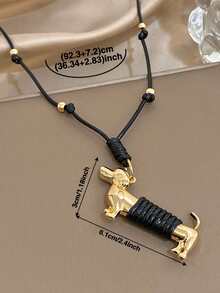 1Pc Vintage Dachshund Dog Pendant NecklaceDelicate Jewelry For Women Men,Stainless Steel Gold Jewelry,Daily/Party/Vacation,Mom Gift,Valentine Birthday - Multicolor - View 4