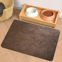 1pc Solid Color Minimalist Pet Feeding Mat, Coffee Brown With Flat Texture Decorative Carpet, Create Cozy Scene, Pet Food Bowl Mat, Thick Fabric Easy To Clean And Wipe, Suitable For Cats And Dogs - Brown - View 12