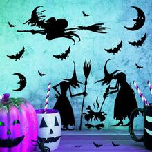 1 Set, 1pc Halloween Creative Cartoon Witch Cooking Pot Broom Decoration Sticker, Suitable For Home Decoration, Outdoor Decoration, Glass Decoration, Etc., Self-Adhesive Detachable Waterproof Sticker, Halloween - Sticker - View 6