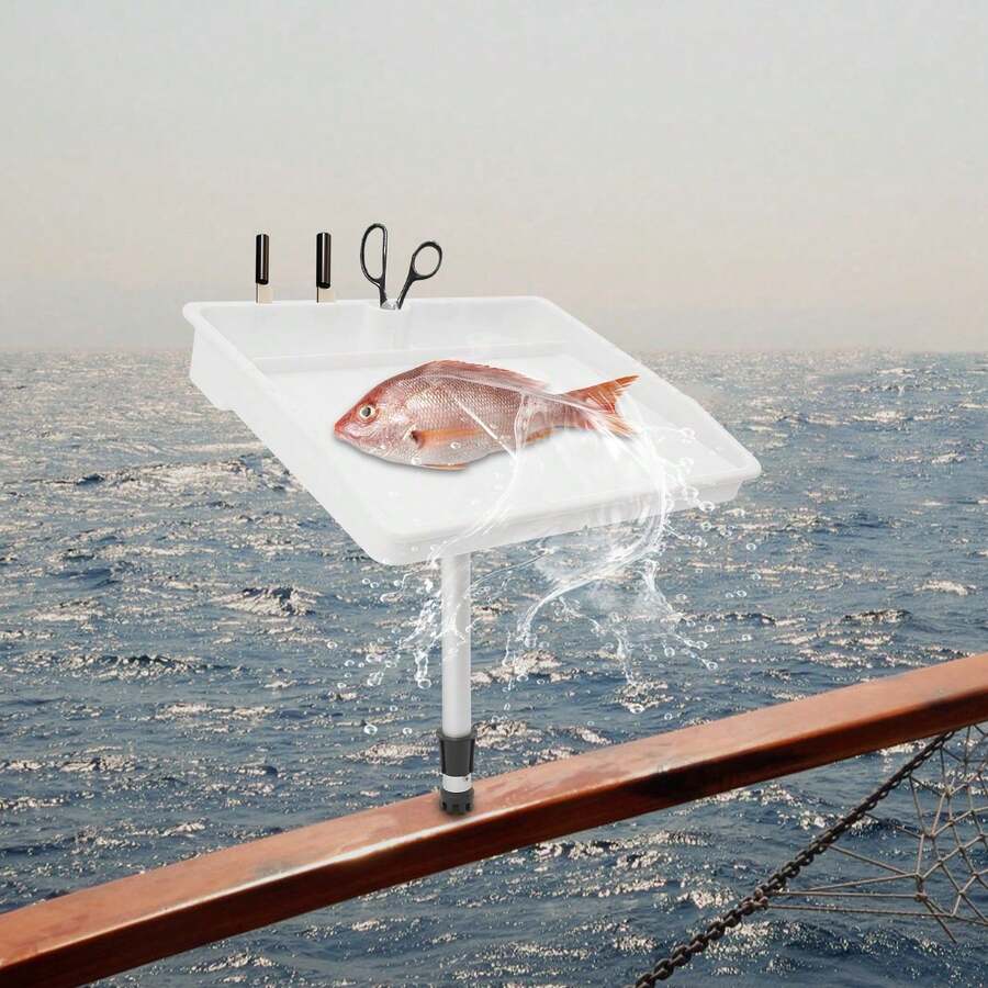 Boat Cutting Board, Bait Cutting Board, Fish Fillet Cutting Table, Fish Cutting Board Rounded Bait Table, Bait Cutting And Fish Processing Workbench, 18.11 * 14.57 Inches - White - View 1