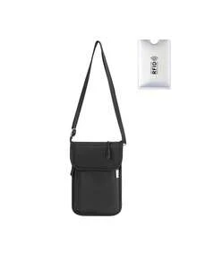 Multi-Compartment Crossbody Phone Bag, Anti-Theft Small Square Bag, Lightweight Solid Color Wear-Resistant Travel Passport, Versatile Hands-Free Carry - Multicolor - View 14