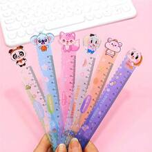 18pcs/12pcs/6pcs/4pcs/1pc Cute Cartoon Animal Ruler, 15cm Wavy Line Special Ruler, Elementary School Student Gift Prize Ruler, Highly Attractive Multi-Function Wavy Line 15cm Ruler, Student Stationery Small Gift Prize, Back To School Season/Back To School Season Essential, Halloween/Christmas Essential - Multicolor - View 6