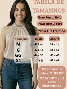 Blusa Feminina Gola Alta Halter Sem Mangas em Suplex Liso Elegante - Chocolate - Visão 3