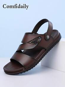 Men's Summer New Fashion Casual Beach Shoes Rivet Buckle Sandals Slippers Driving Dual-Use Composite Sole - Brown - View 16