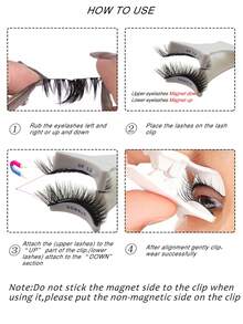 1 Pair Magnetic False Eyelashes, Reusable, 3D Natural Style, Portable Makeup Tool, 3-Step Press-On False Eyelash Applicator Set, 6-11mm Lashes, Suitable For Weddings, Parties, Dates And Other Occasions. - 黑色 - 查看 5