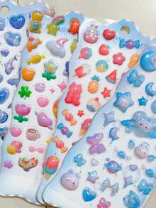 Cute Cartoon 3D Glow-In-The-Dark Stickers, 3D Cute Animal Stress Relief Stickers, DIY Decorative Stickers - Multicolor - View 2