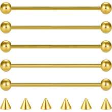 5Pcs 14G Industrial Barbell Cartilage Earring 38mm Body Piercing Jewelry For Women With 6Pcs Replacement Spikes - Light Ball - View 9