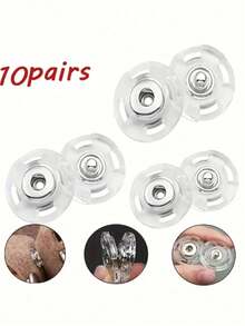10/20 piezas Botones invisibles ultra transparentes - Fijadores invisibles, adecuados para suéteres y camisas, diseño anti-exposición, con exquisita hebilla redonda, perfectos para telas de punto y abrigos, fáciles de coser y asegurar firmeza, accesorios de costura - transparente - Ver 3