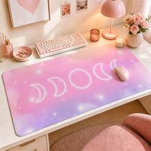 Watercolor Moon Phase Large Vanity Mat, Soft Starry Sky Cloud Print Non-Slip Rubber Extended Mouse Pad, Waterproof Long Keyboard Pad, Suitable For Makeup Table Office Desk Decor - View 19