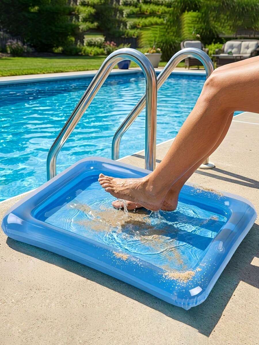1pc Blue Portable Foldable Swimming Pool Cleaning Basin, Essential Maintenance For Above Ground Pools. Suitable For Garden Layout, Fan Accessories, Soft Rubber Decor, Holiday Essentials And Fashion Room Decor.
