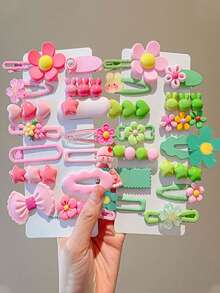 14/28pcs Fresh Sweet Girl Style Cartoon Cute Hair Clips, Suitable For Girls. Flower/Rabbit/Star/Heart/Bow Multi-Style Design, Non-Damaging Hair Accessories, Bangs Clips Side Clips Flyaway Clips, Versatile Daily Accessories - Multicolor - View 5