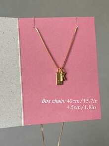 1pc Vintage Exquisite Versatile Gold Initial Multi-Pendant Stainless Steel Box Chain Necklace, Collarbone Chain Suitable For Women And Girls-Stainless Steel Nameplate Pendant, Inlaid With Sparkling Cubic Zirconia Initial, Personalized Customized Jewelry, Perfect Gift For Summer, Beach Vacation And Layering - Yellow Gold - View 7