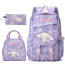 Miniso Purple Star Cloud Candy Cinnamoroll 3 In 1 Backpack Set For School Study Outdoor Hiking Weekend Trip Shopping Walk Vacation Leisure Outing - Mauve Purple - View 4