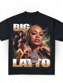 T-shirt grafica Latto da uomo ZYY - Maglietta del rapper Big Latto con merch ufficiale del concerto Sugar Honey Iced Tea, maglietta casual a girocollo in stile hip hop per adulti, - Nero 5 - Visualizzare 1