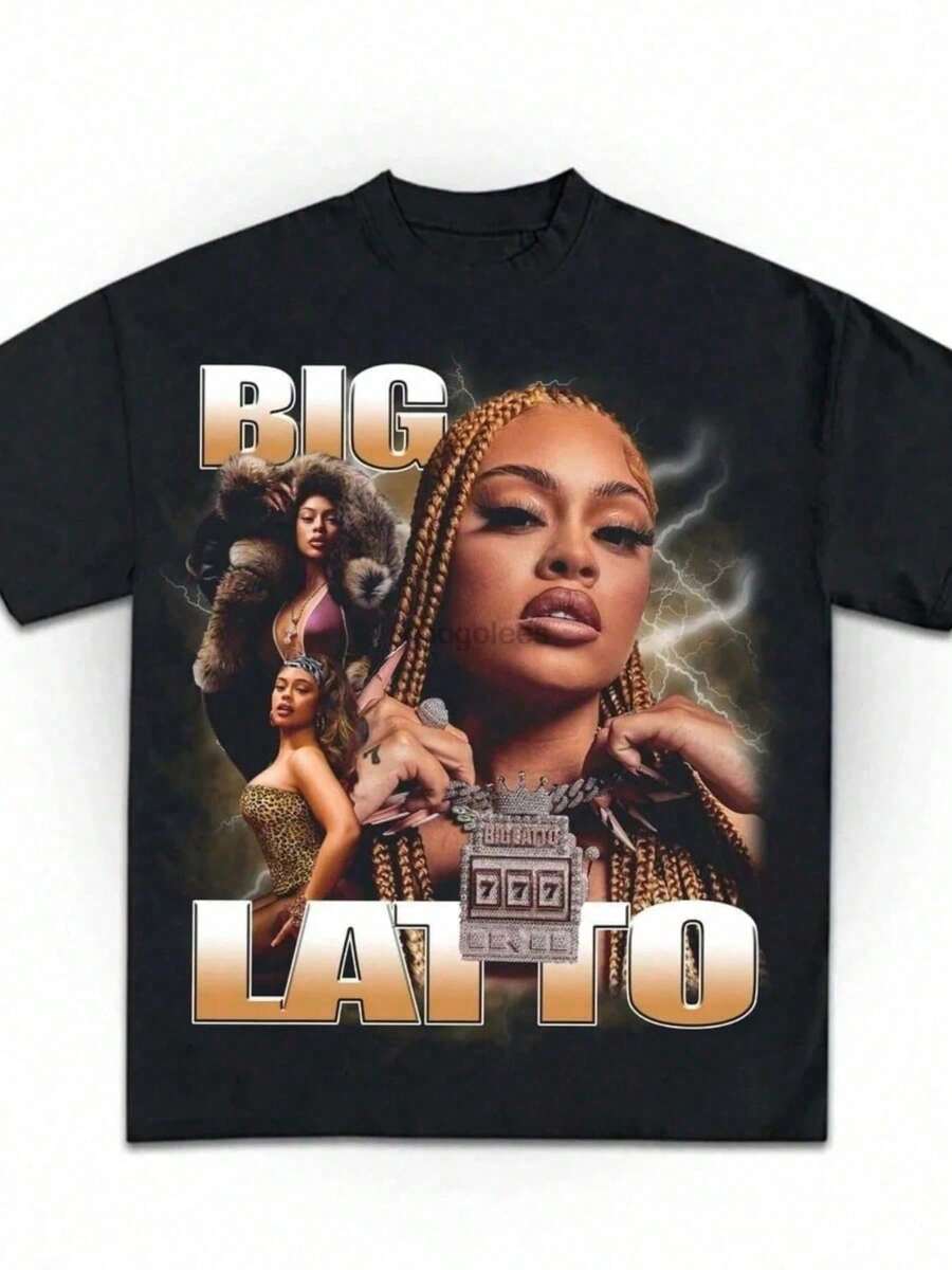 T-shirt grafica Latto da uomo ZYY - Maglietta del rapper Big Latto con merch ufficiale del concerto Sugar Honey Iced Tea, maglietta casual a girocollo in stile hip hop per adulti, - Nero 5 - Visualizzare 1