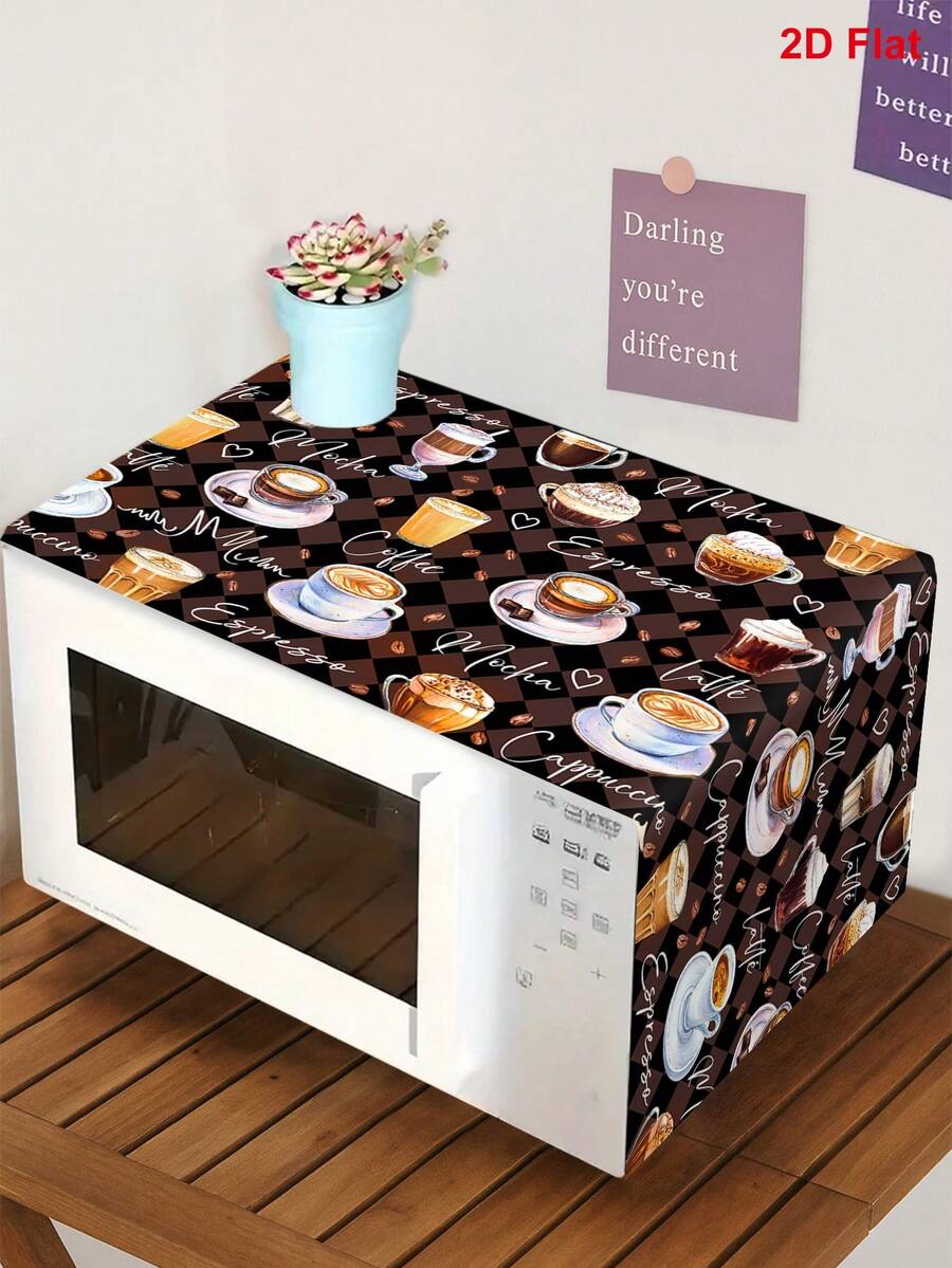 1 buah Penutup Debu Microwave Bertema Kopi, Penutup Microwave, Penutup Pelindung Debu yang Dapat Dicuci, Penutup Peralatan Dapur Dekoratif, Dekorasi Rumah, Dekorasi Dapur, Dekorasi Peralatan Rumah Tangga, Hadiah untuk Acara Pernikahan, Mudah Dibersihkan, Tahan Noda