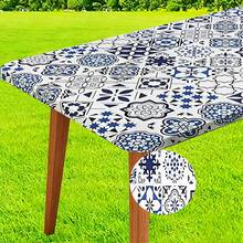 1pc Rectangular Mandala Pattern Elastic Washable Table Cover, Wrinkle-Resistant Polyester Fitted Tablecloth, Fashionable & High-End, Suitable For Kitchen, Dining, Outdoor Activities, Picnics, Patio Gatherings, Birthday Parties, Dining Textile - B - View 9