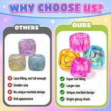 1/3pcs New Vortex Painted Ice Cube Squeeze Toy, Extra Large Transparent TPR Soft Rubber Slow Rebound Stress Relief Sensory Toy For Kids, Teens And Adults, Anxiety Relief, Perfect Birthday And Christmas Gift - Multicolor - View 6