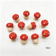 10pcs Garden Miniature Bonsai Accessories Wooden Red Mushroom Decor Suitable For Garden Decoration And Scene Arrangement - A - View 8